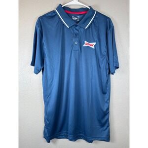Sonic Restaurant Shirt Large Blue Polo Employee Uniform Drive Thru Costumes
